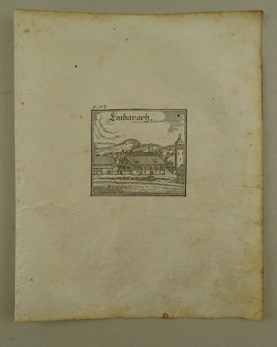Incisioni: EMBRACH, EMBRARACH, KUPFERSTICH, BLUNTSCHLI 1742 – Usato da Grüningen venduto da Kartensammler 1