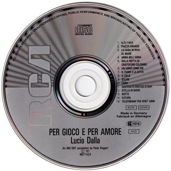 CD: Lucio Dalla – Per Gioco E Per Amore - Vergriffen - b – Usato da Brittnau venduto da Zibu 2