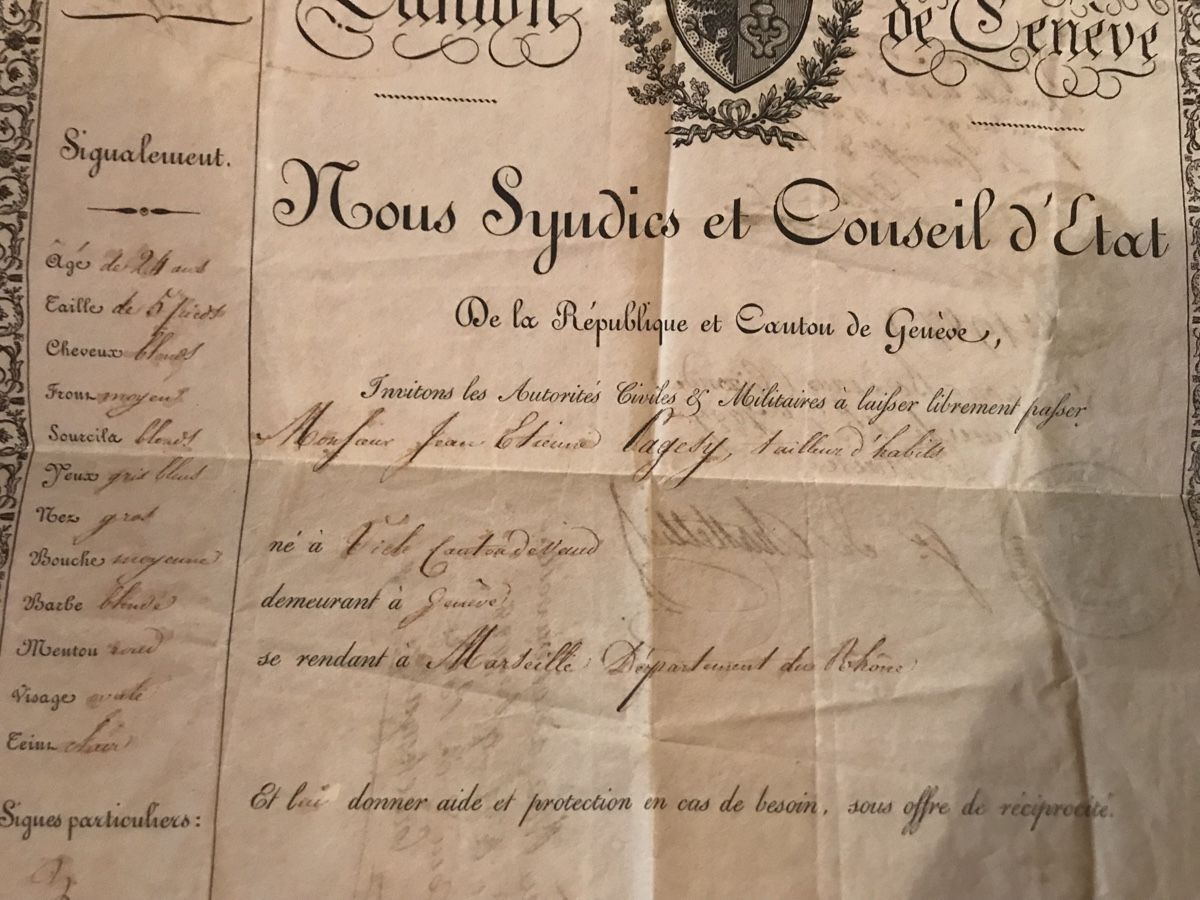 Dokumente: Ancien document officiel Genève 1827 – Defekt aus Genève von  2