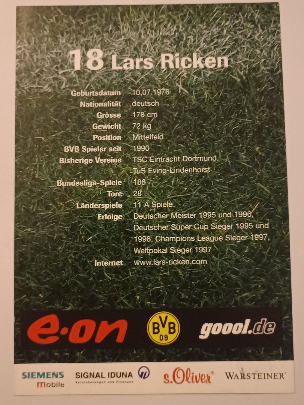 Autografi: Lars Ricken - Borussia Dortmund  Handsigniert – Usato da Menziken venduto da Artographs 1