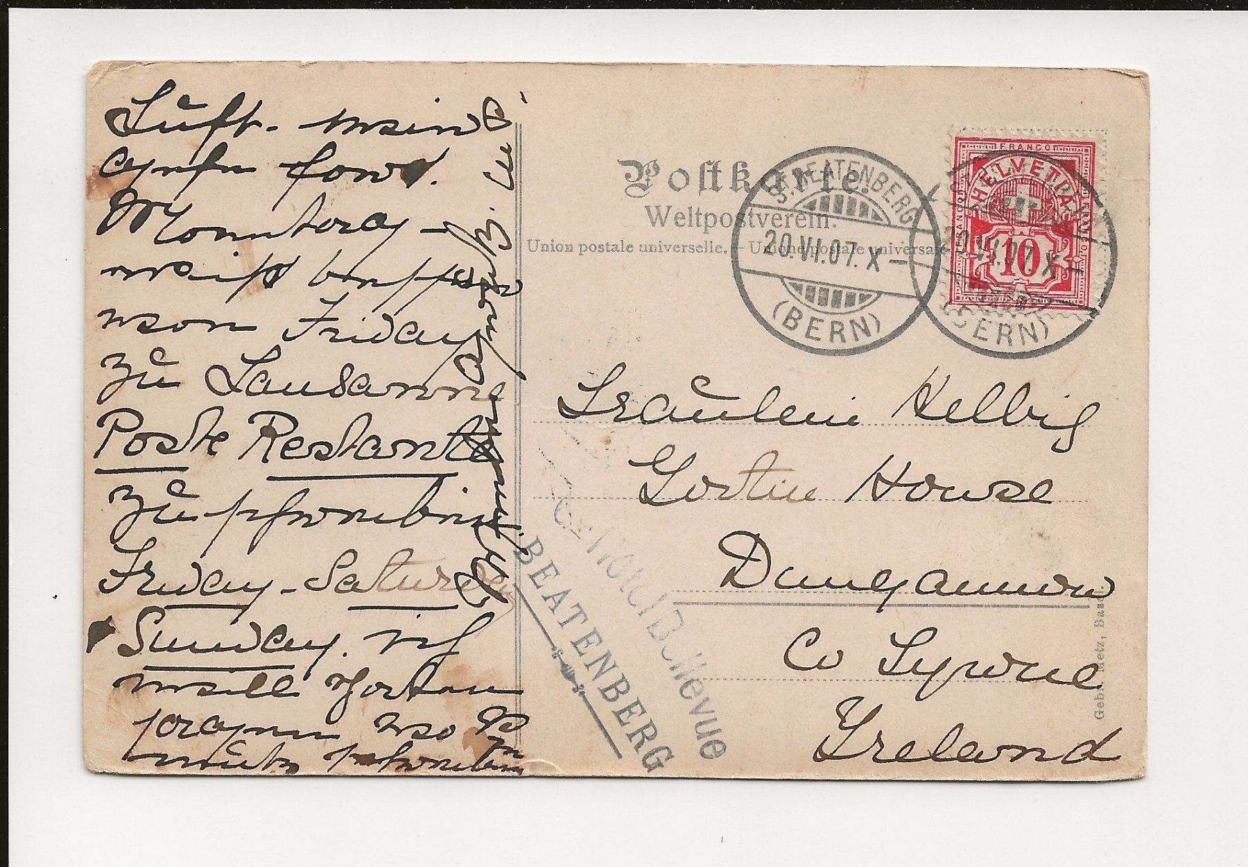 Ansichtskarten: AK  1907 Gruss vom Rheinfall – Gebraucht aus Greifensee von 315WDO 1
