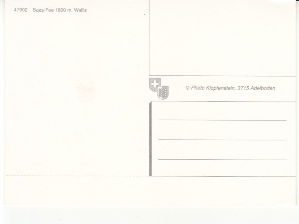 Cartoline postali: Saas Fee ca. 1980 – Usato da Bürglen TG venduto da StampGraf 1