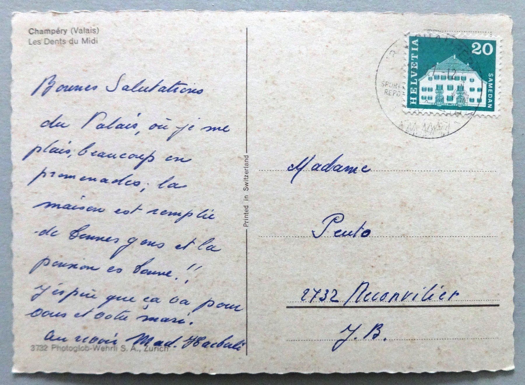 Cartoline postali: Champéry, Les Dents du Midi – Usato da Fétigny venduto da Billy2miny 1