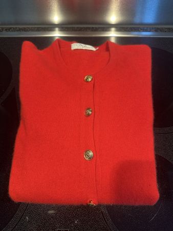 Roter Kaschmir Cardigan von Pearls & Cashmere, Gr. L