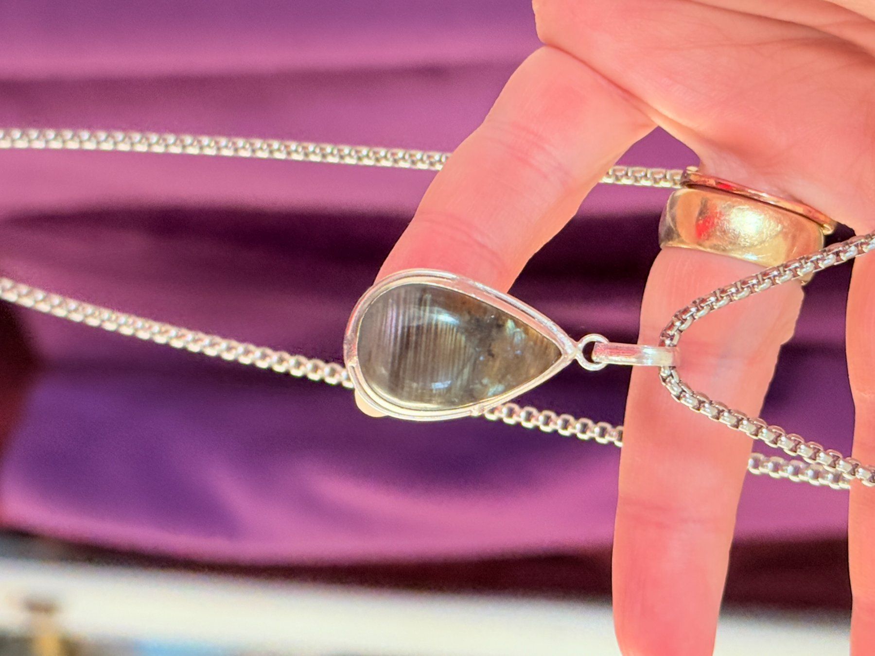 Catenine: Collier élégant avec Labradorite véritable, neuf! – Nuovo e nell'imballaggio originale da Genève venduto da AGBERG 4