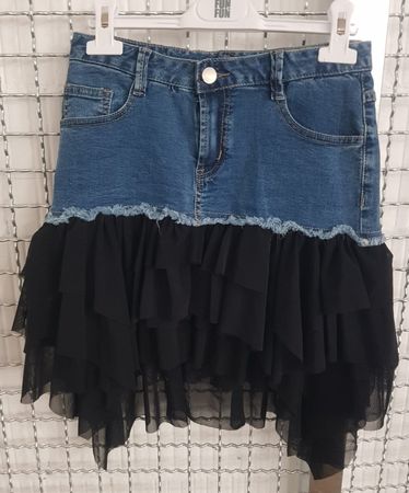 Neuer Desiner Jeansrock mit Tüll, Gr. 42 / 164 von Fun & Fun