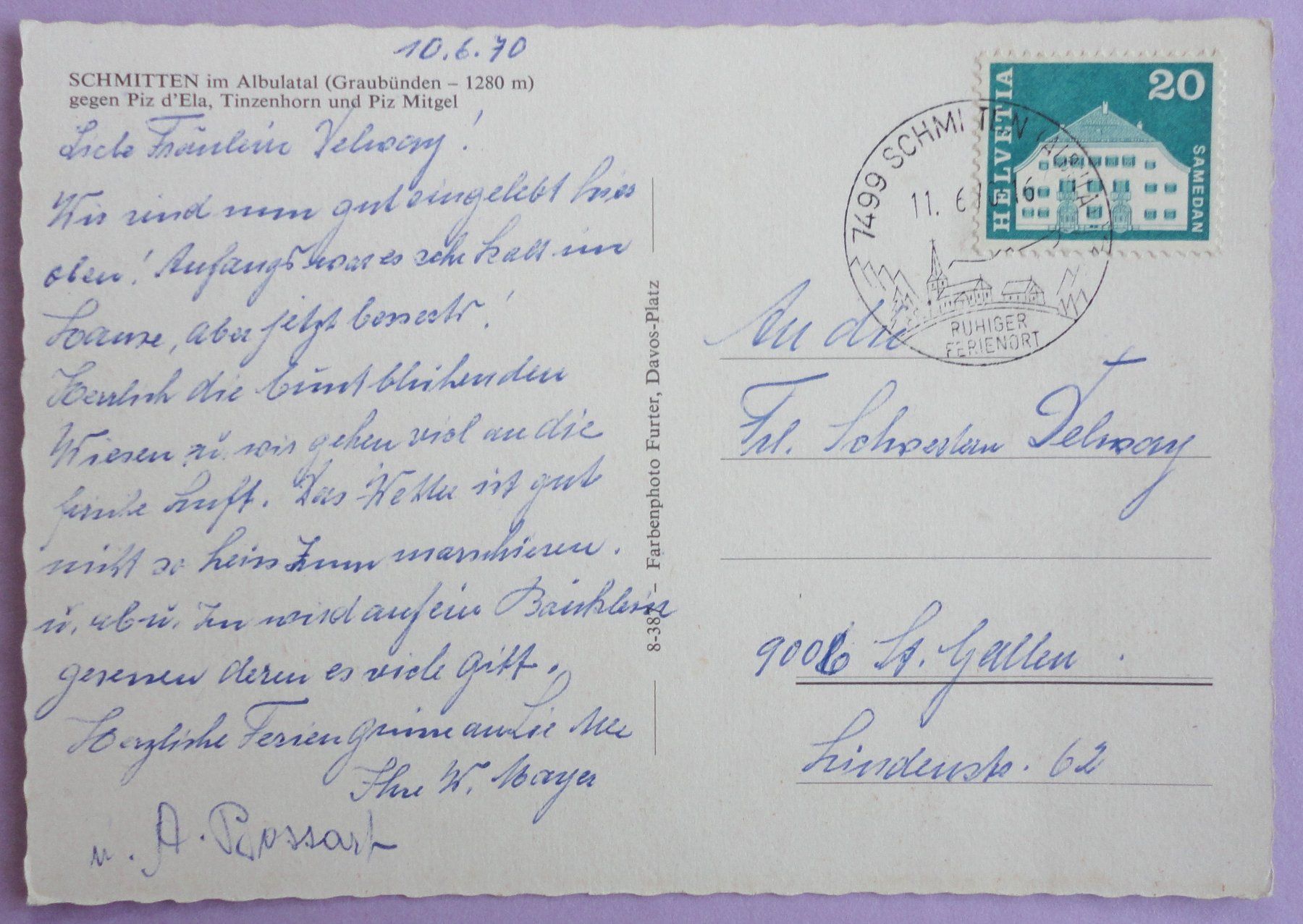 Cartes postales: Schmitten im Albulatal – Défectueux à Fétigny par Billy2miny 1
