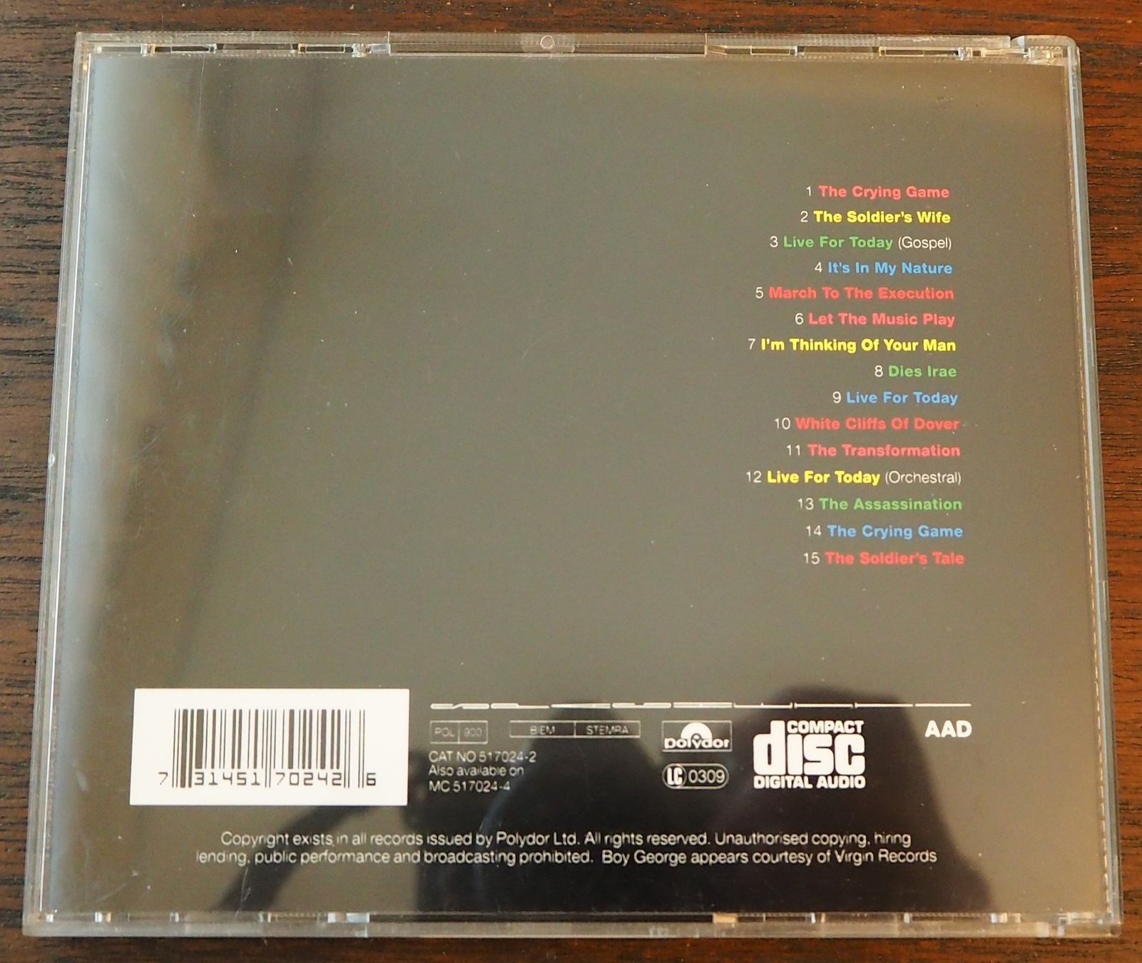 CD: The Crying Game / Soundtrack – Usato da Chur venduto da big_5zx8 1