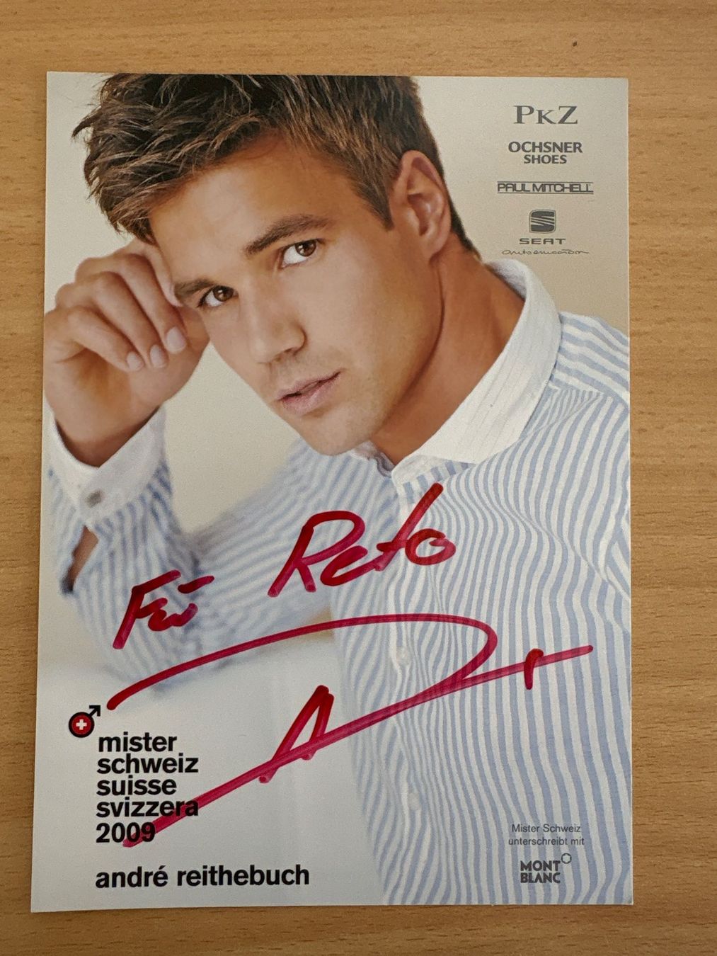 Autografi: Autogrammkarte André Reithebuch Mister Schweiz 2009 – Usato da Ibach venduto da lisch3