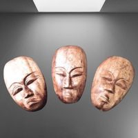 🎭 3 Holzmasken Set Buddha Bali Wanddeko Holz Deko Vintage💫