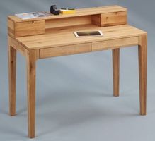 Schreibtisch OSKAR Wildeiche massiv 110 x 55 cm mit Aufsatz