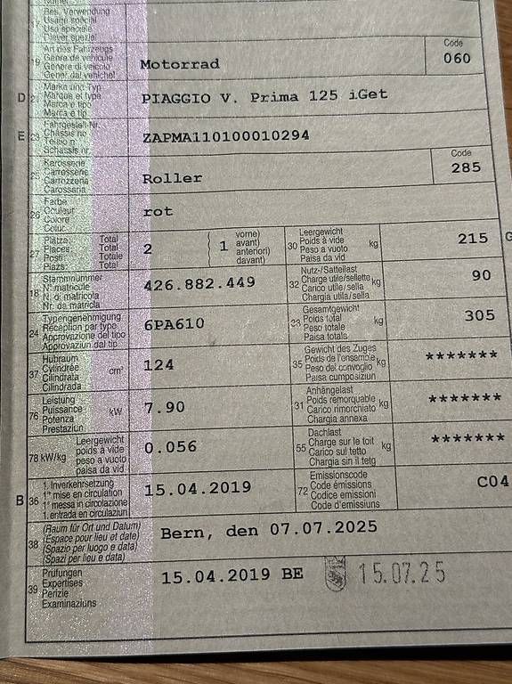 Scooters: Vespa Primavera 125 iGet sehr gepflegt & fahrbereit – Gebraucht aus Bern von mon_c8fj 3