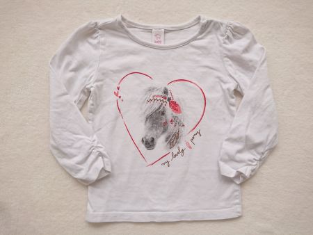 Baby Girl Langarmshirt Pullover C&A Gr. 86 Pferd Weiss