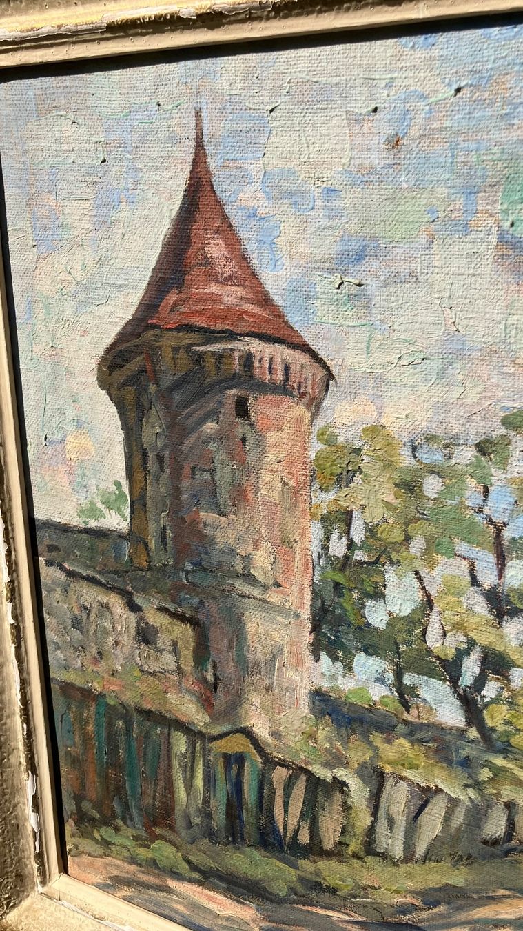 Dipinti: tableau Estavayer la tour du château – Usato da St-Cierges venduto da LeRegain 1