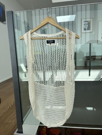 Netzweste Häkeloptik Leinen Gr. 36 Vintage Boho 