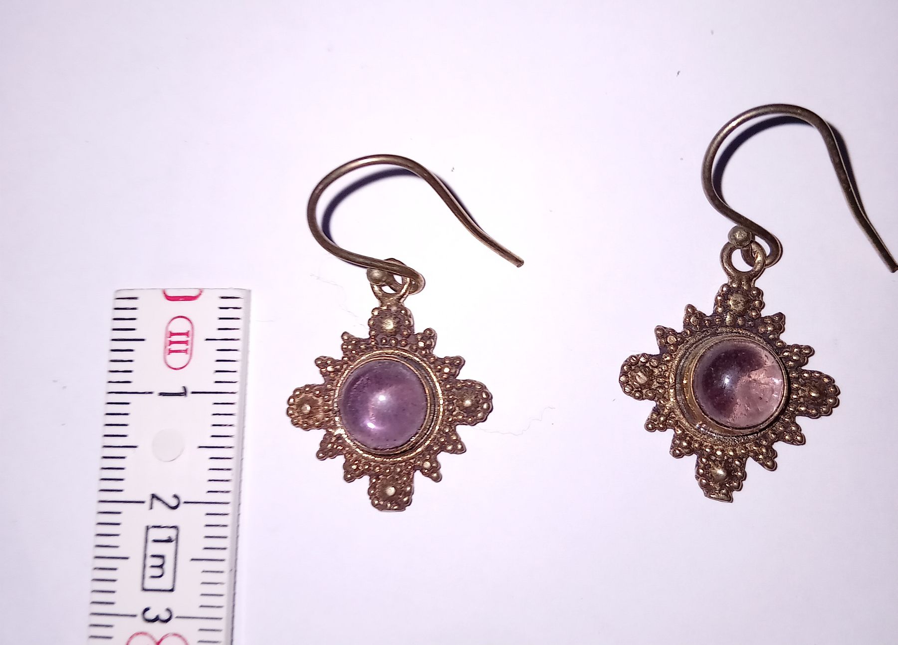 Orecchini pendenti & Orecchini a lobo: Messing Ohrhänger mit Amethyst – Nuovo (secondo la descrizione) da Zürich venduto da Gillheri 1