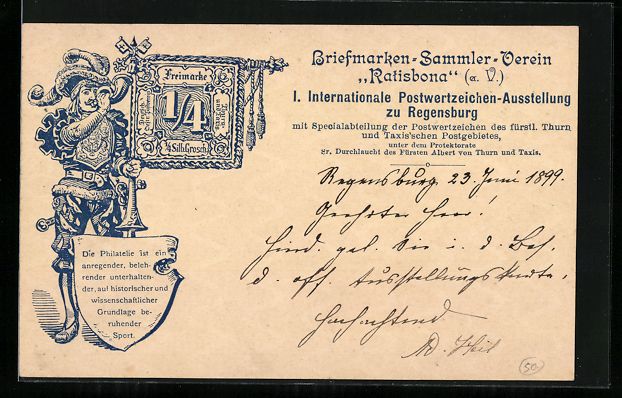 Cancelleria postale: Regensburg, 1. Int. Postwertzeichen-Auss – Usato da Berlin venduto da bartko-reher