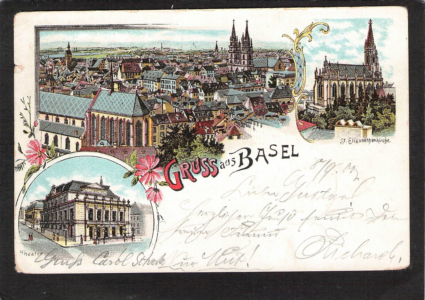 Ansichtskarten: #Gruss aus Basel , Litho , gel. 1900 – Gebraucht aus Reichenburg von Pipo-67