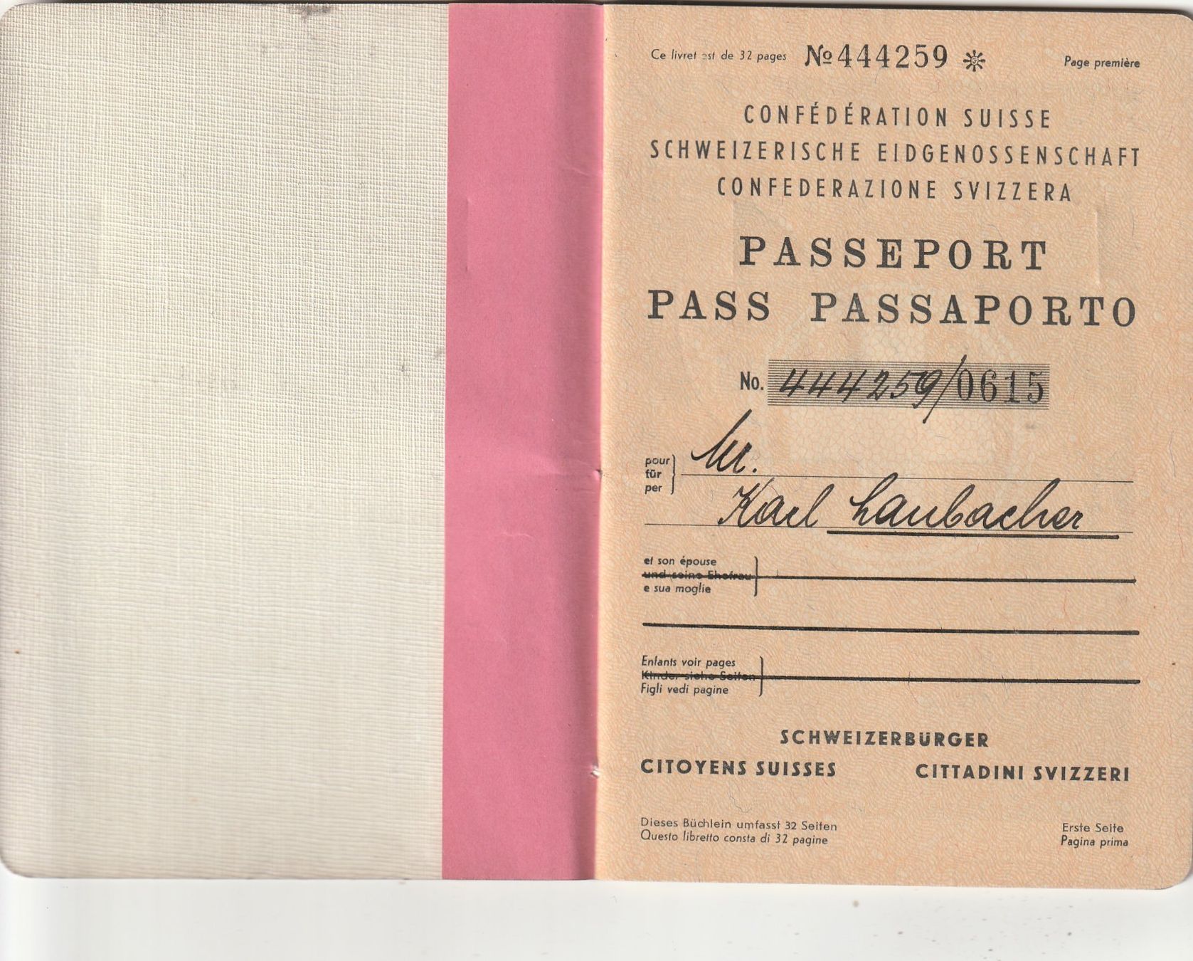 Dokumente: Schweizer Pass 1937 – Gebraucht aus Rorschacherberg von  1