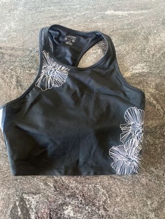 Calvin Klein Sport BH Schwarz mit Blumenmuster, Grösse L