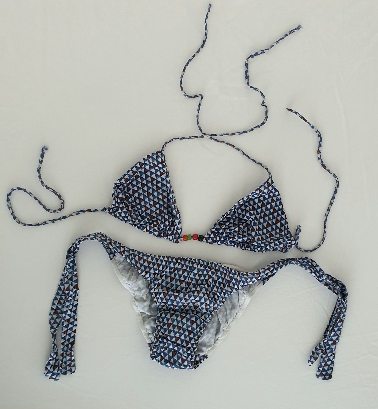 Costumi da bagno & Bikini: Turqoise Triangel-Bikini Handgefertigt Baumwolle – Usato da Weiach venduto da sim_8s27 1
