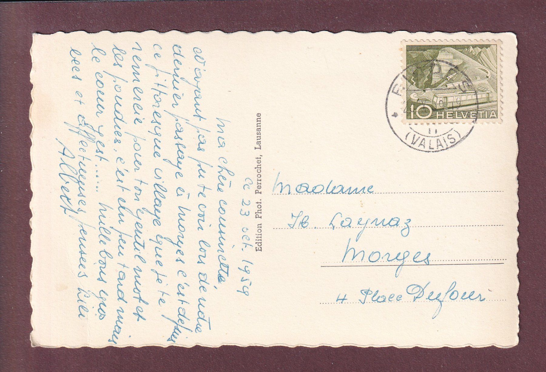 Cartoline postali: Rue d'ISERABLES - 1959 // léger pli // – Usato da Pully venduto da nicecards 1