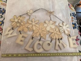 Support printanier de bricolage "Welcome" en bois à peindre