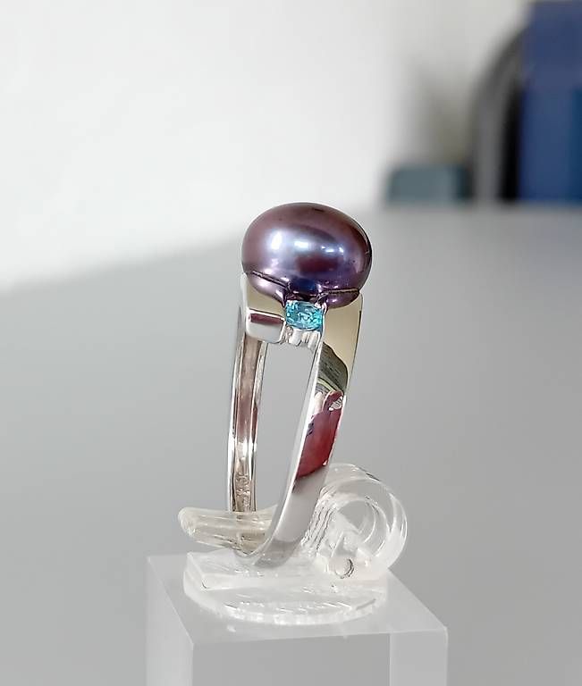Ringe: Ring Silber mit Perle und Blautopas – Gebraucht aus Stans von wer_fd5f 3