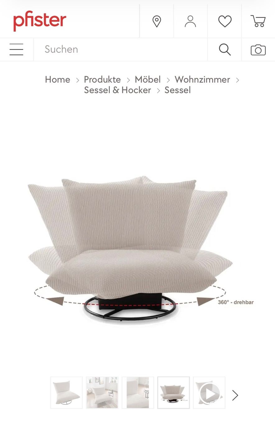 Pfister Poltrone: Drehsessel Livetastic Cremona Cord beige – Nuovo (secondo la descrizione) da Buchrain venduto da Fabs279 2
