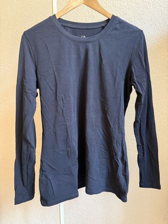 Pull/t-shirt longues manches bleu marine col rond C&A,t.38/M