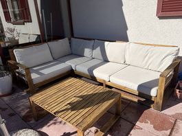 Gartenlounge Akazienholz mit wechselbezügen