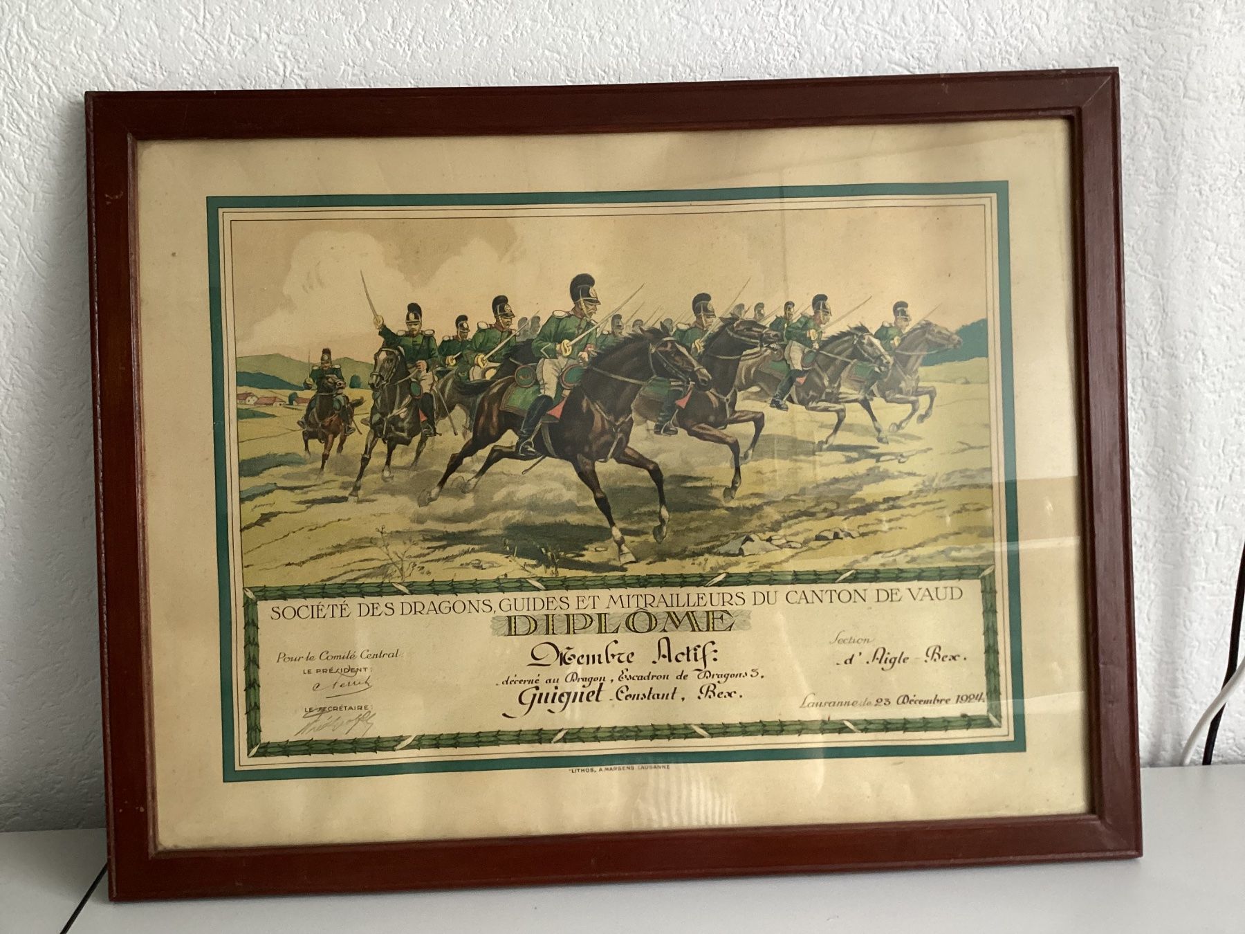Schweizer Armee Uniformi: Militaire suisse - tableau/diplôme – Usato da Vouvry venduto da marius09
