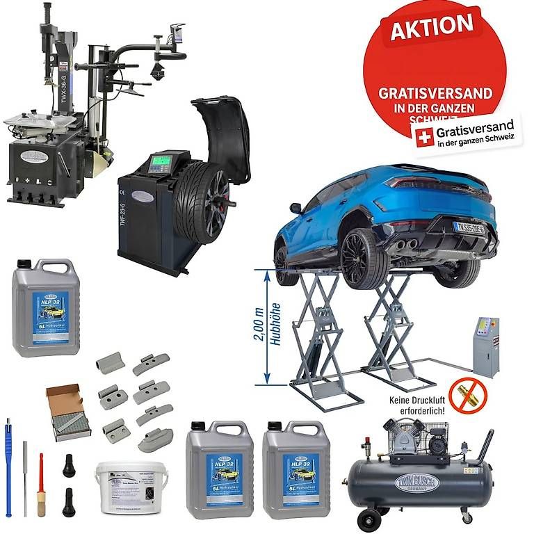 Twin Busch Piattaforme elevatrici & Crick: 2 Meter Scherenlift Überflur Werkstatt Set Pro – Nuovo e nell'imballaggio originale da Rüthi (Rheintal) venduto da Toptool-3 1