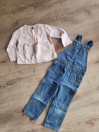 Zara Set, Gr. 98, Top & Jeans-Latzhose, für 2-3Jahre!