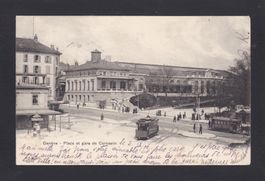 GENÈVE - Place et Gare de Cornavin, Tram, 1906