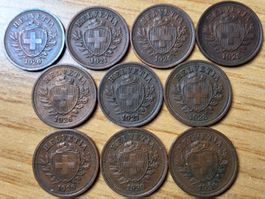1 Rappen 1920/31 - Lot 10 Stück!