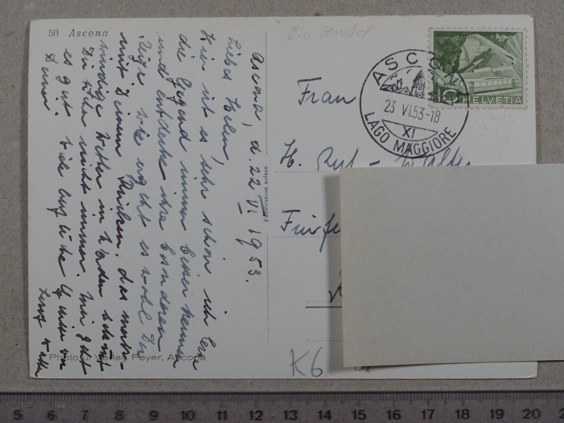 Cartoline postali: Ascona, 1953 – Usato da Lenzburg venduto da fh1 1