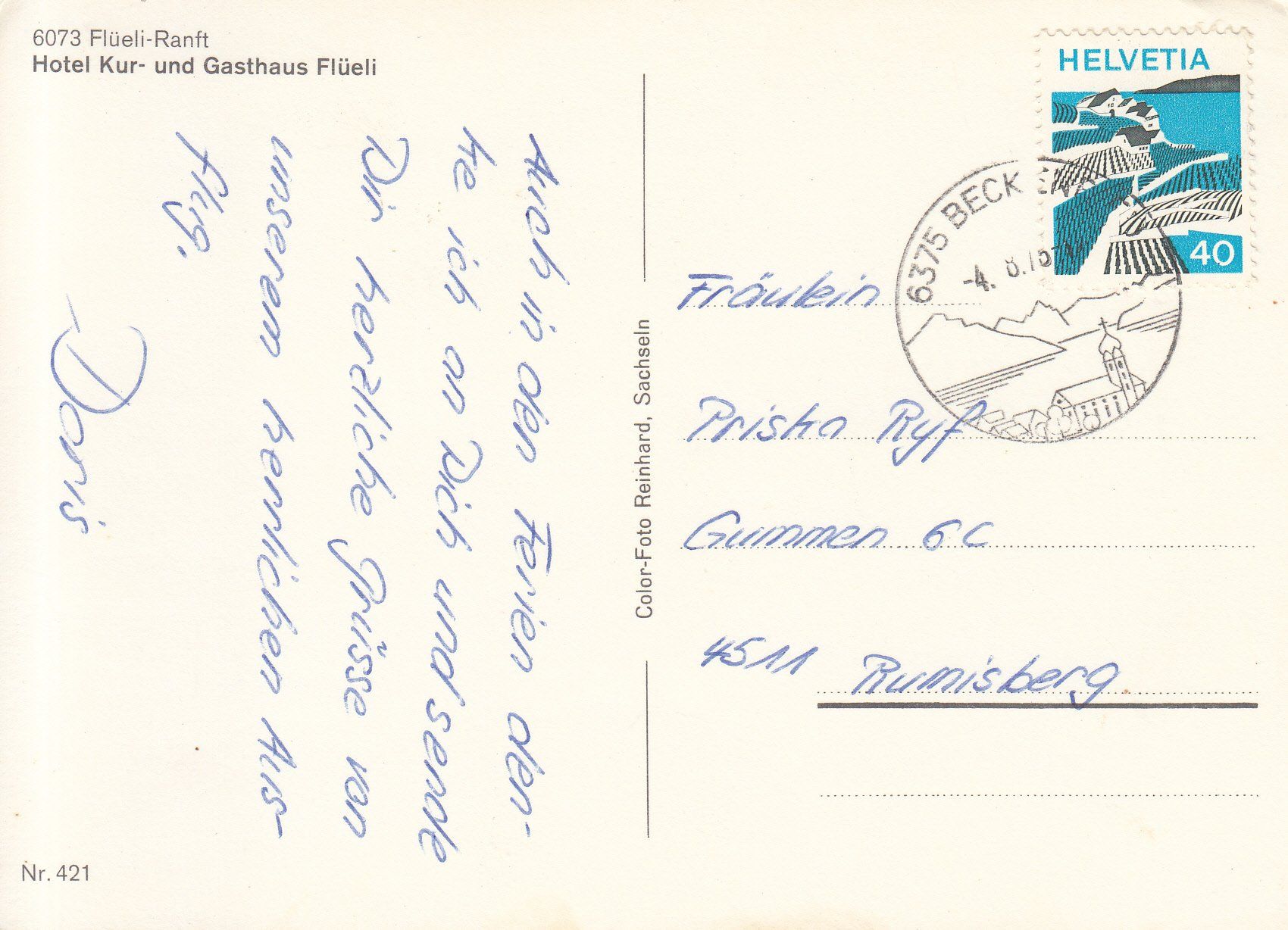 Cartoline postali: Flüeli-Ranft 1975 – Usato da Bürglen TG venduto da StampGraf 1