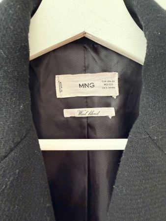Cappotto MNG donna nero taglia XS veste large, in lana