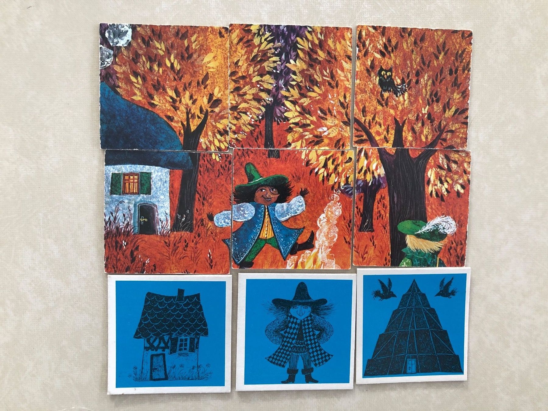 Spiele: Kärtchen auf Karten, mit gl. Sujet+Farbe, Puzzles Rückseite – Gebraucht aus Balzers von Bastlerherz 3