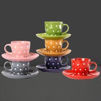 ☕Espresso Tassen Set 12tlg Kaffeetassen Punkte Bunt NEU🍽️