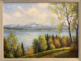 74cmbreitx59cmhoch/E. Ducret/ Ölgemälde, Herbst am See