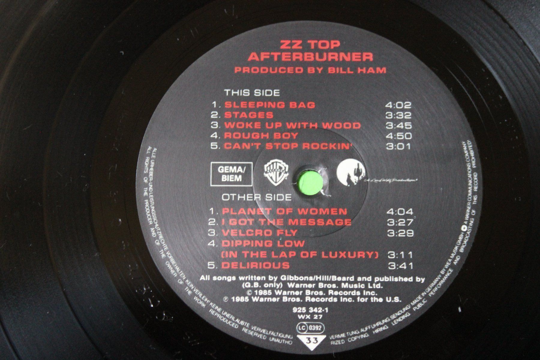 Schallplatten: ZZ Top - Afterburner LP Vinyl (12") 1985 – Gebraucht aus Tübach von JamesStone 3