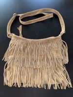 Wildleder Fransen Tasche, beige, Top Zustand