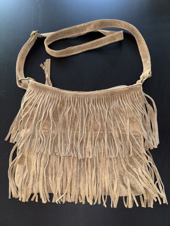 Wildleder Fransen Tasche, beige, Top Zustand