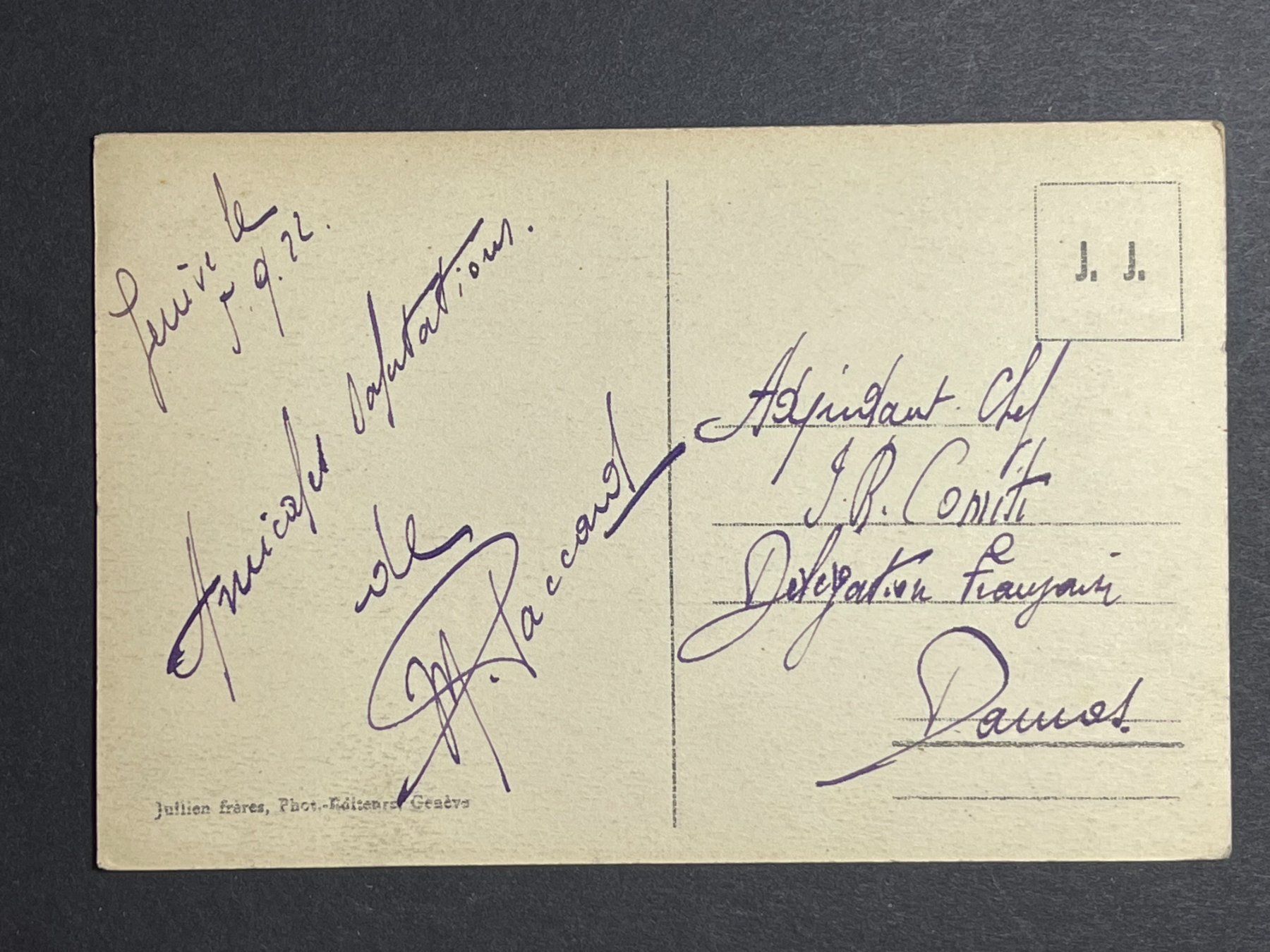 Ansichtskarten: Genève - 1922 – Gebraucht aus Steg VS von danwer74 1