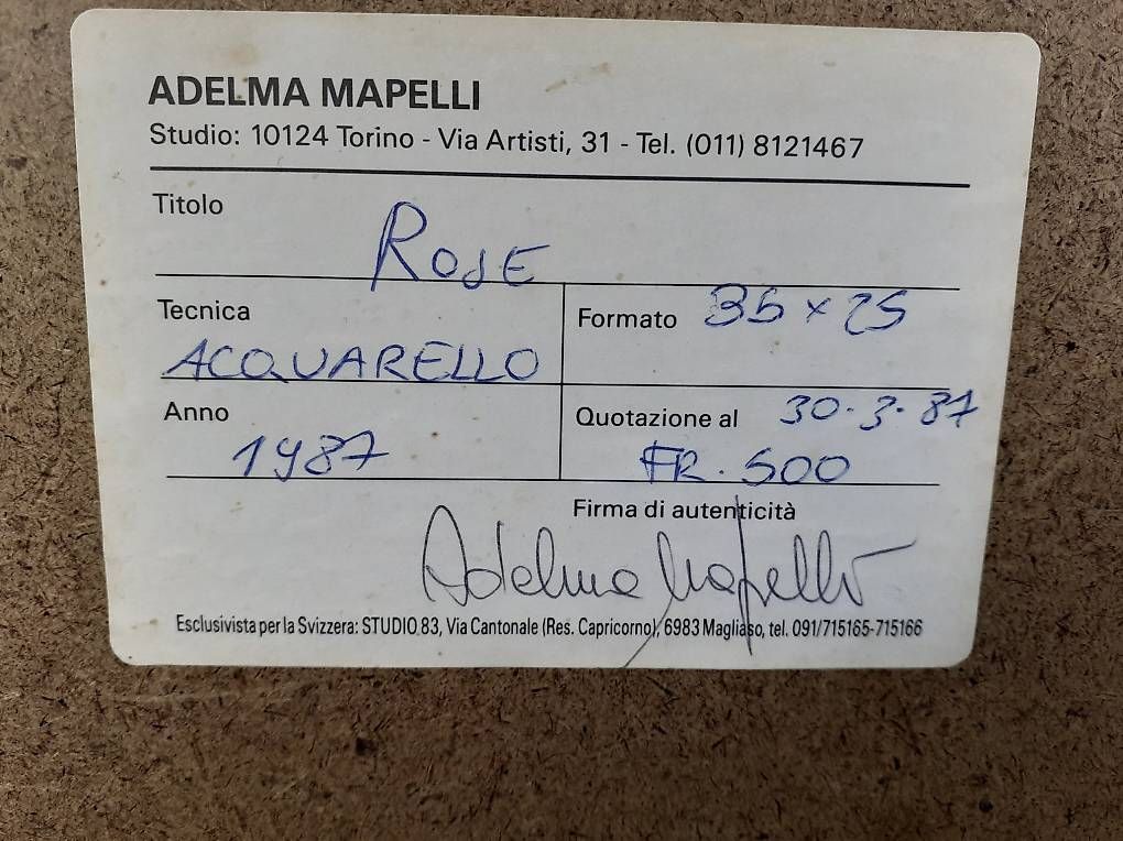 Dipinti: Acquarello " Rose " - Mapelli ' 87 – Usato da Arbedo venduto da aladino666 2