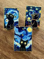 Set 3x Pin Katze Gemälde Van Gogh