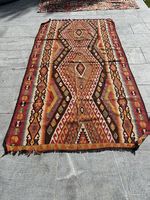 Authentique grand tapis Kilim ancien tissé main (325x177cm)