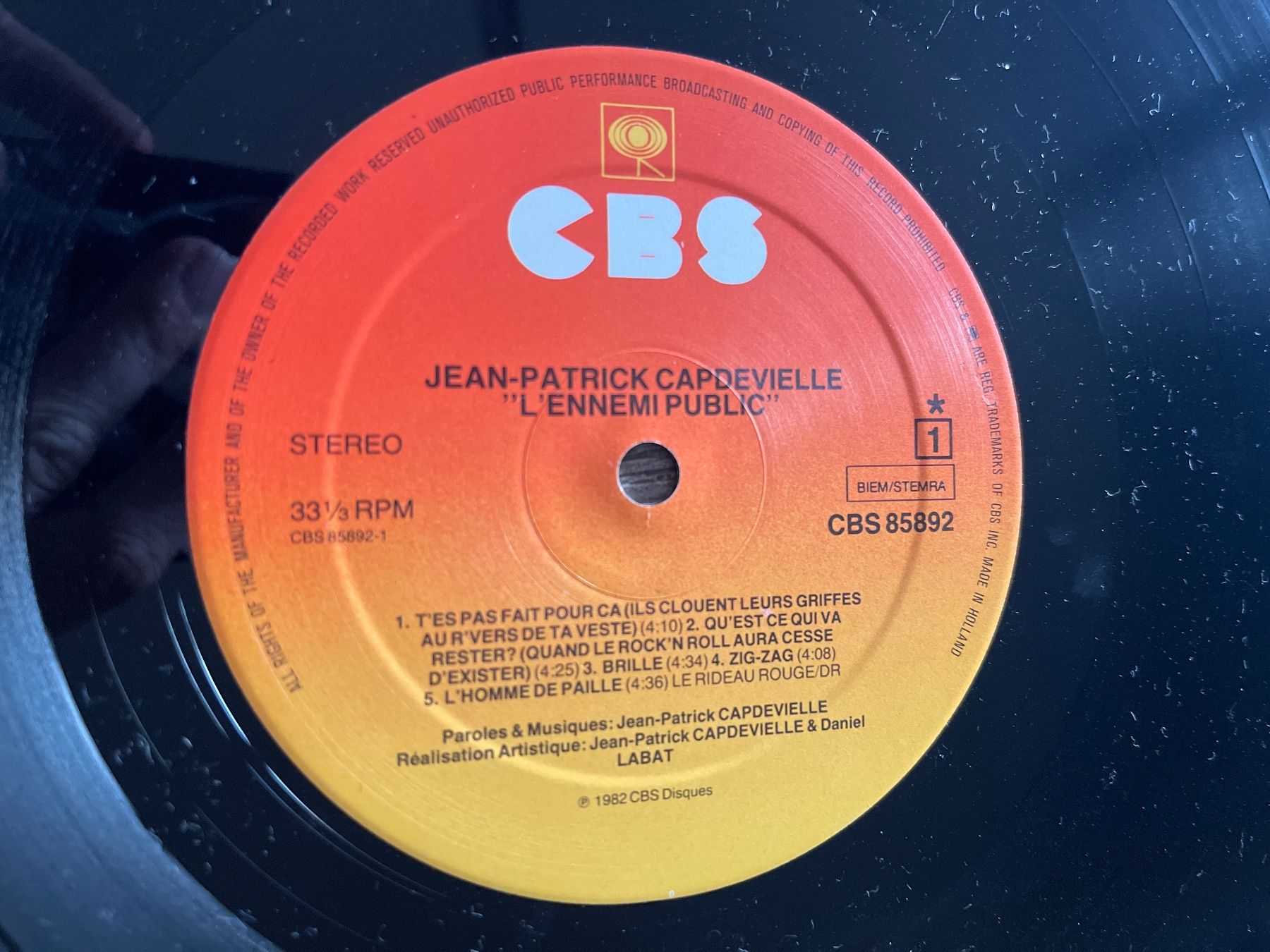 Dischi in vinile: A92/Jean-Patrick Capdevielle L'ennemi Public – Usato da Frutigen venduto da Philippe_jsp 2